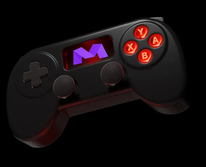 A close up of a game controller in the dark