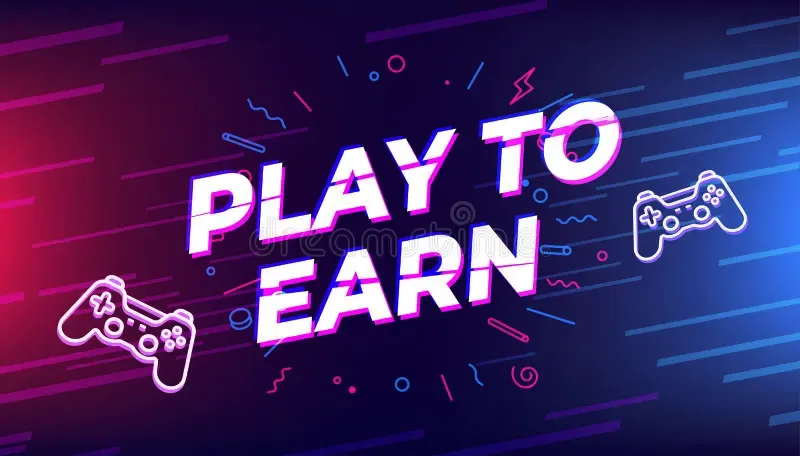 A neon sign that says play to earn