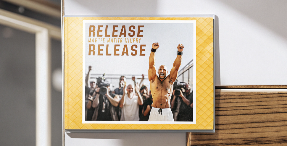 Poster with headline 'Release' shows UFC heavyweight Martin Buday celebrating with arms raised after victory. The text highlights martin buday release news following his UFC Abu Dhabi win.

